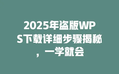 2025年盗版WPS下载详细步骤揭秘,一学就会 一